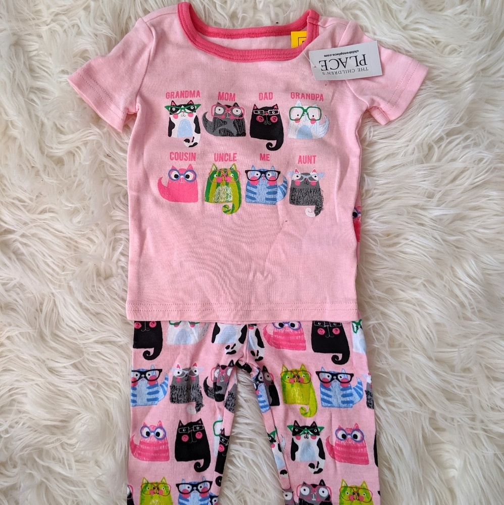 NWT 6-9m Girls Kitty Pajamas